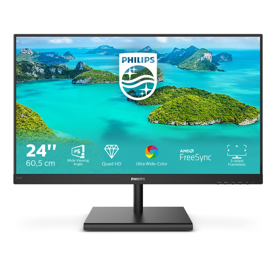 Monitor Philips E Line, 23.8", 2560 x 1440, 2K Ultra HD, 75 Hz, i zi