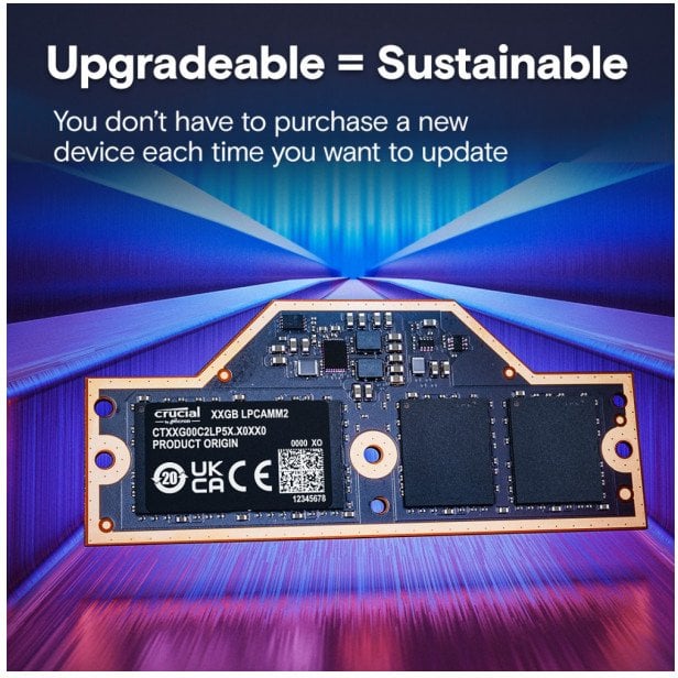 Меморија RAM Crucial CT32G75C2LP5X, 32GB LPCAMM2, LPDDR5X 7500 MT/s