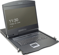 Konzolë LCD KVM Digitus 19", 1 port VGA, tastierë gjermane, e zezë