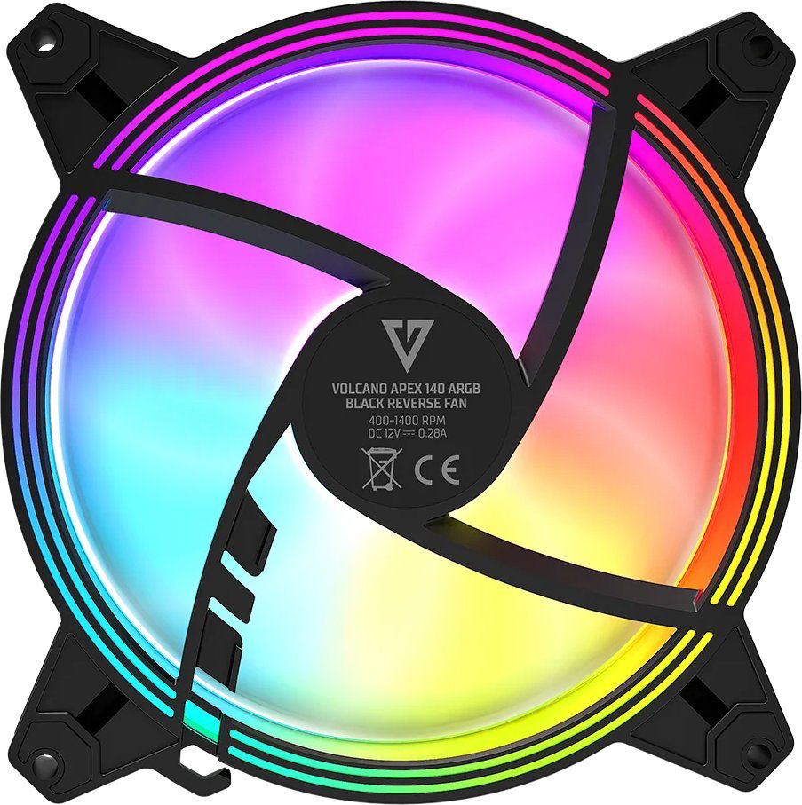 Ventilator ARGB Volcano Apex 140, 140mm, reverse, i zi