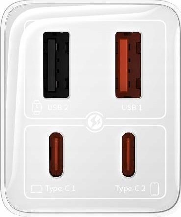 Karikues rrjeti Baseus GaN6 Pro 65W, USB, karikim i shpejtë, i bardhë