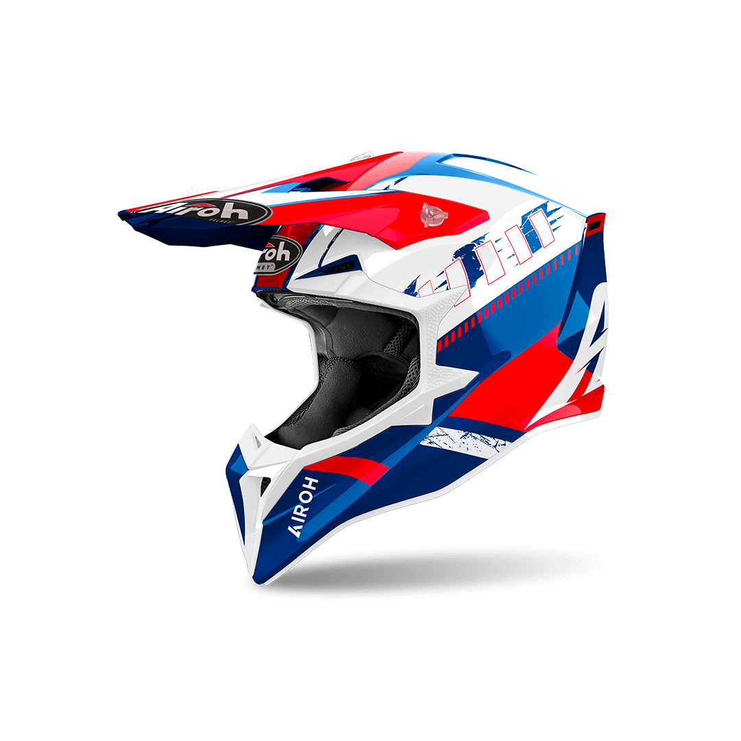 Каска за мотокрос Airoh Wraaap Feel, големина XL, црвена бела сина