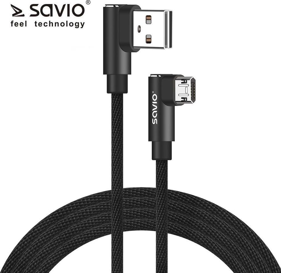 Kabllo USB Savio CL-162, USB-A në microUSB, 2 m, e zezë