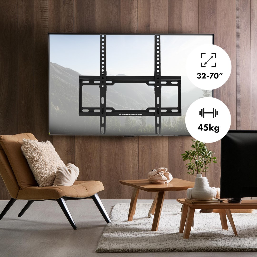 Mbajtëse muri për TV Maclean MC-412, 32-70", VESA 400x400, e zezë