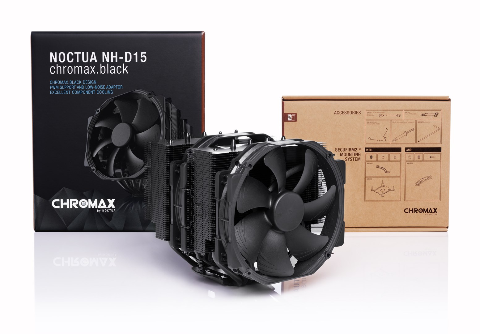 Ftohës Noctua NH-D15 Chromax, 140mm, 1500 RPM, i zi