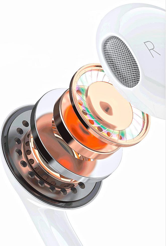 Kufje in ear Dudao X14PROL W1, Lightning, me kabëll, të bardha