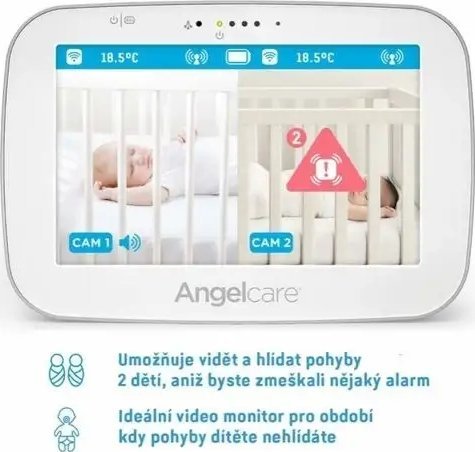 Monitor bebe Angelcare AC327, lëvizje dhe video, komunikim dy drejtimësh, i bardhë