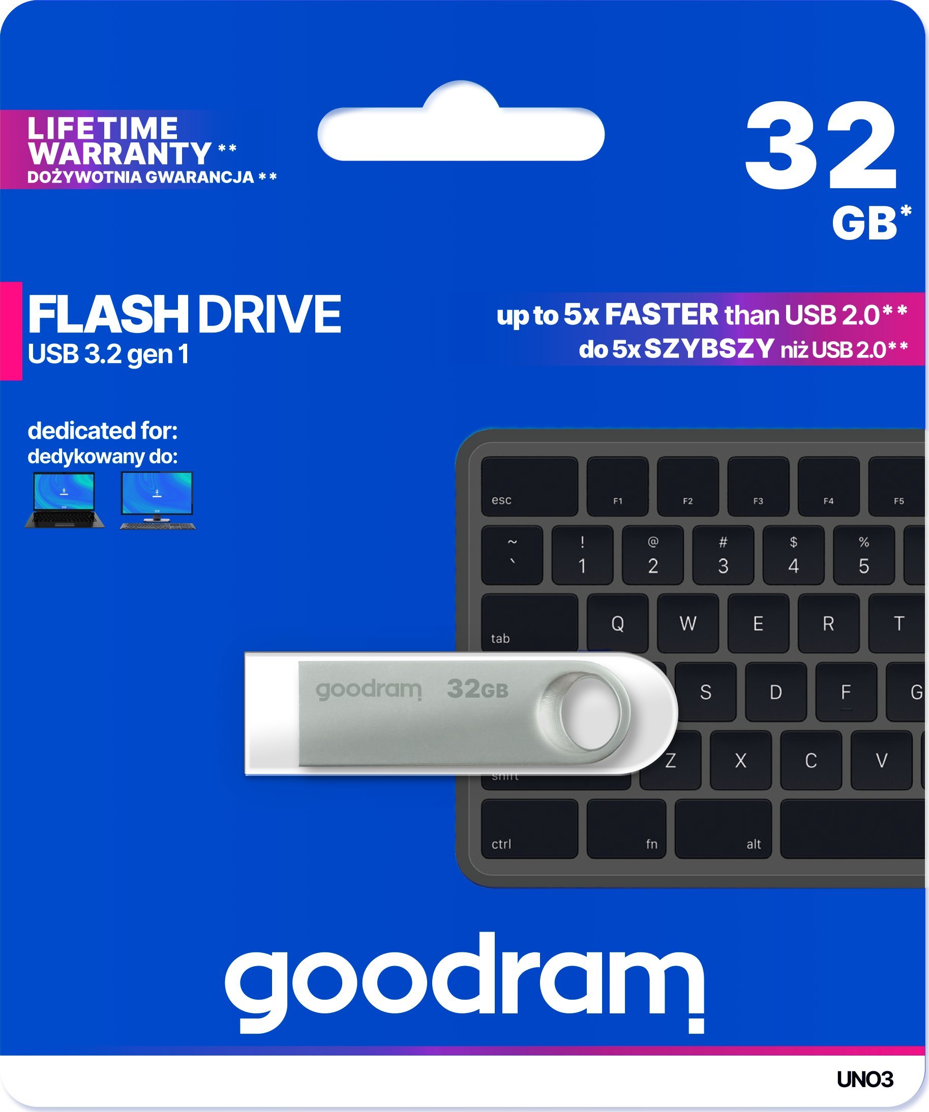USB Флеш меморија GoodRam UNO3, 32GB, метална, црвена