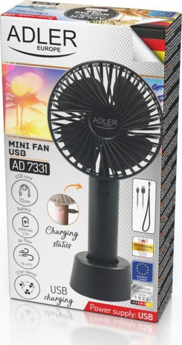 Flladitëse USB Adler Mini 9cm / 3.5 ”. e zezë