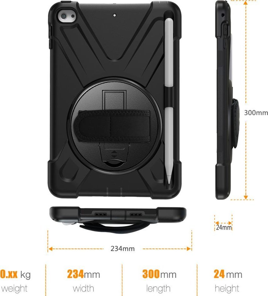 Куќиште за таблет eSTUFF iPad Mini 4 iPad Mini 2019, тип капак, со позиции за поставување, црно