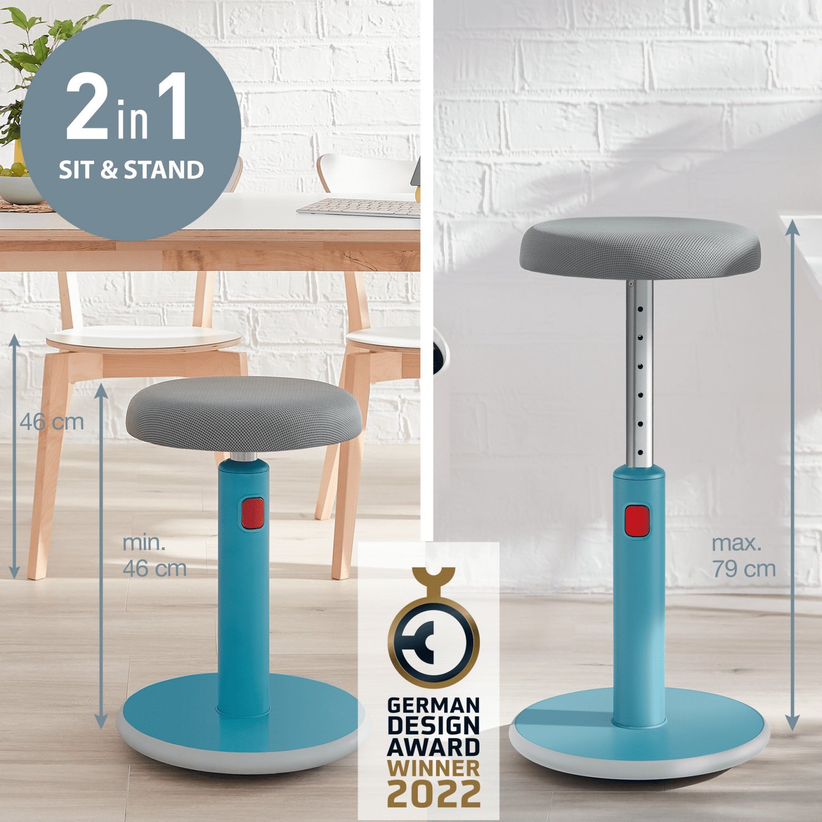 Stol zyre Leitz Ergo Cosy Sit Stand, ergonomik, i kaltër