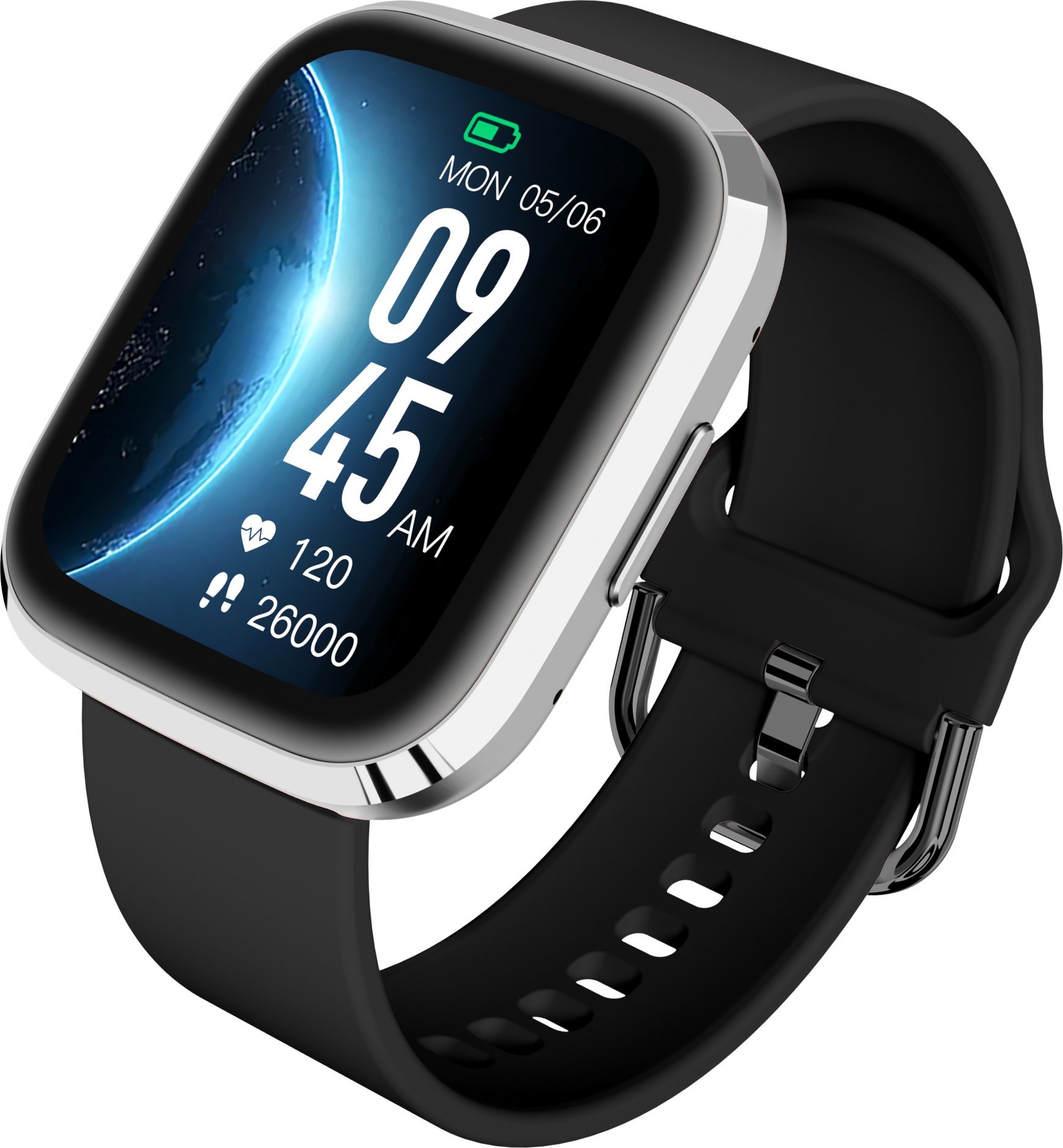 Smartwatch Garett GRC Style, 1.72", Bluetooth, i zi argjendtë