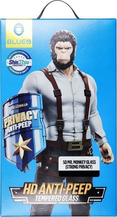 Xham mbrojtës Blueo Mr. Monkey Glass, për iPhone 16 Pro Max, Strong Privacy, i zi