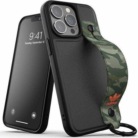 Mbajtëse telefoni Adidas OR Hand Strap Case, për iPhone 13 6.1" dhe 13 Pro 6.1", kamuflazh të zezë dhe jeshile