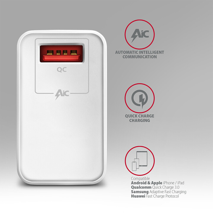 Karikues AXAGON ACU-QC19, QUICK, 1x port QC3.0/AFC/FCP/SMART, 19W, i bardhë