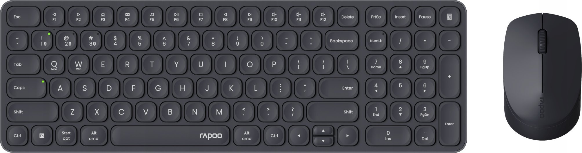 Set tastiere dhe mausi Rapoo 9310M, wireless multi mode, Bluetooth, i zi