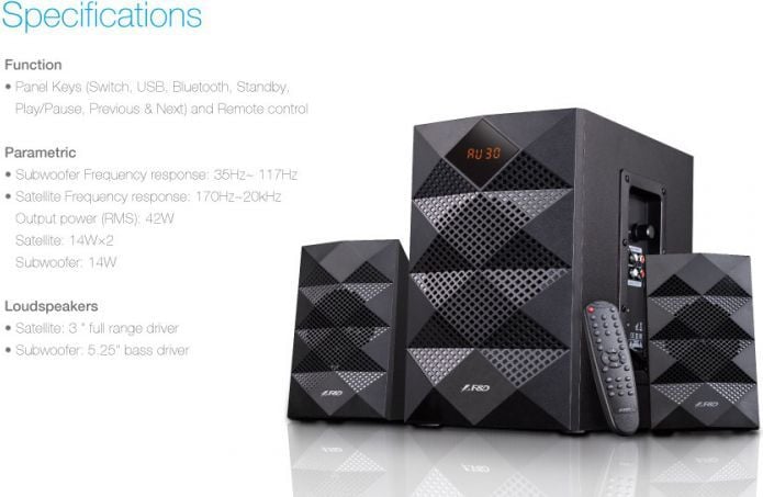 Sistem zërimi Fenda F&amp;D A180X, 42W RMS, Bluetooth, i zi