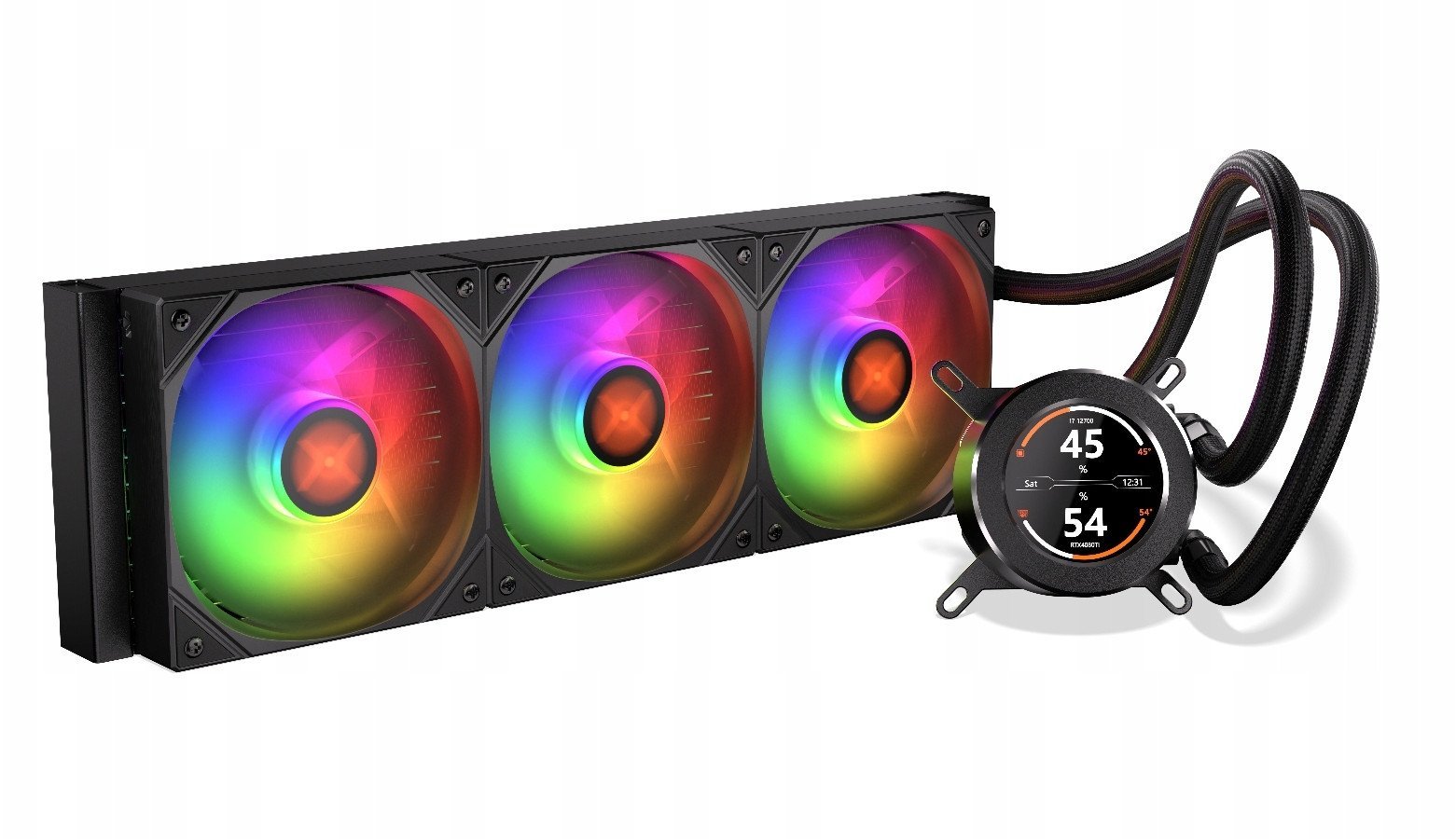 Ftohës uji për procesor Krux HydroGlance 360 LCD, radiator 360mm, ARGB, i zi