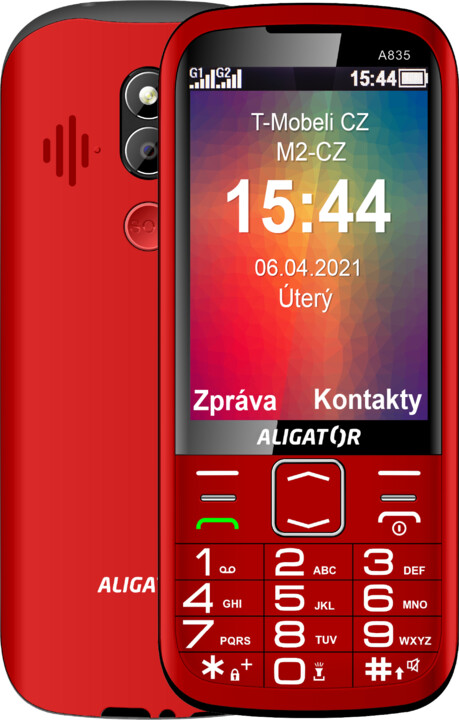 Мобилен телефон Aligator A835 Senior, црвена + десктоп полнач