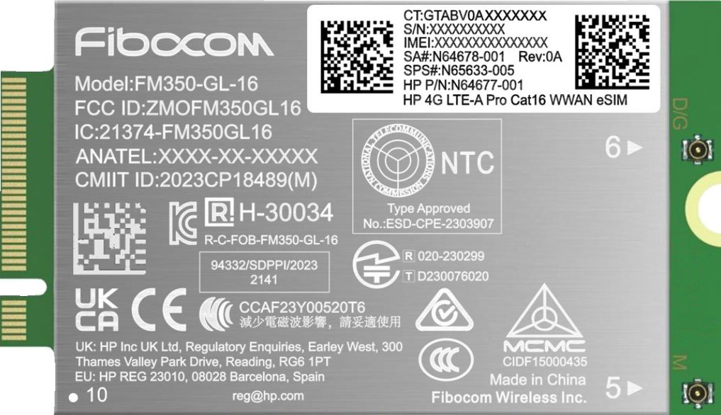 Модул HP WWAN 4G LTE-A Pro Cat16, за лаптоп, внатрешен