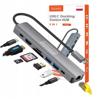 Hub USB C Zenwire HUB81, 8 në 1, HDMI 4K, Ethernet Gigabit, gri