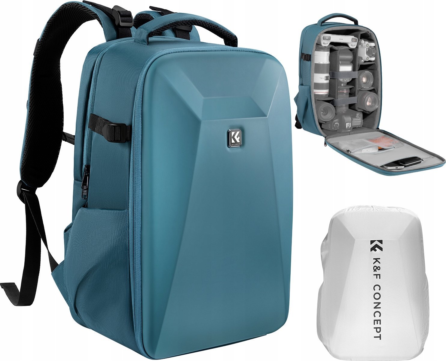 Çantë shpine K&amp;F Concept, për DSLR dhe drone, rezistente ndaj ujit, me mbulesë shiu, e zezë
