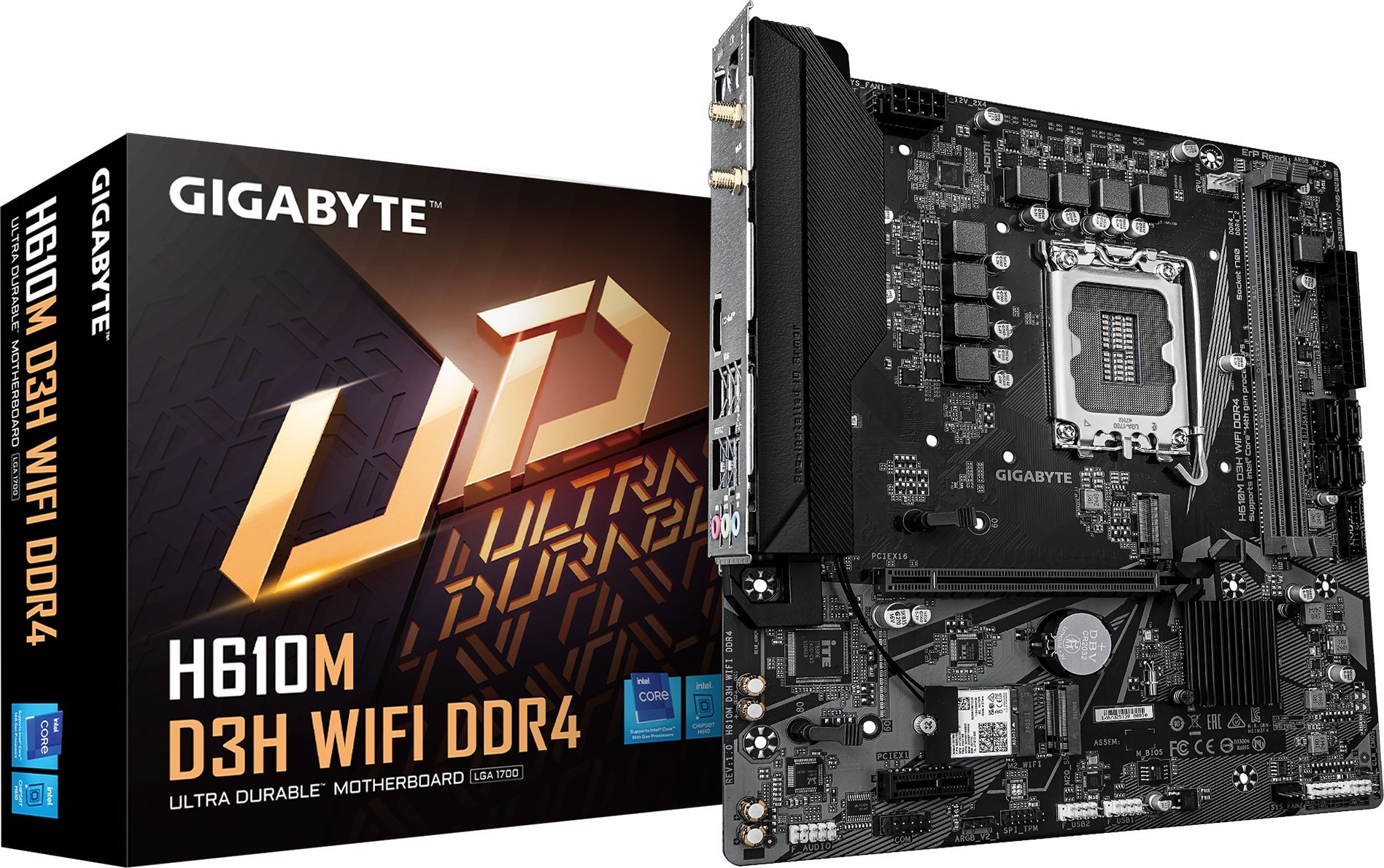 Pllakë amë Gigabyte H610M D3H WIFI DDR4, LGA 1700, MATX, e zezë