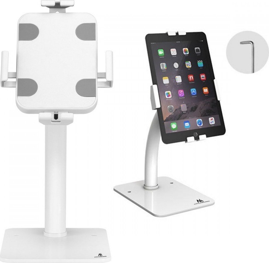 Mbajtëse muri dhe tavoline për tablet Maclean MC-468W, 7.9-11", me kyç, e bardhë