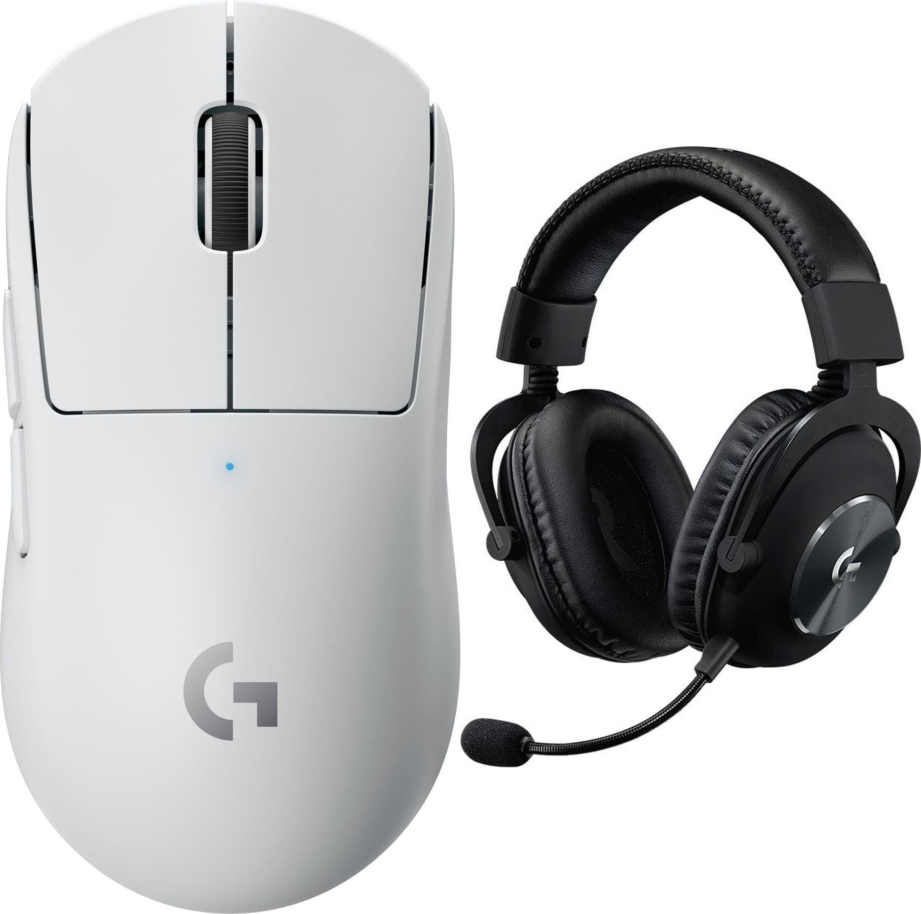 Пакет за гејминг Logitech G Pro X, глувче Superlight безжично, слушалки G Pro X, бела и црна боја