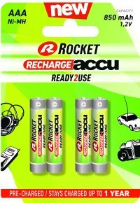 Bateri rikarikuese Rocket R03 AAA Micro, 850mAh, set 4 copë
