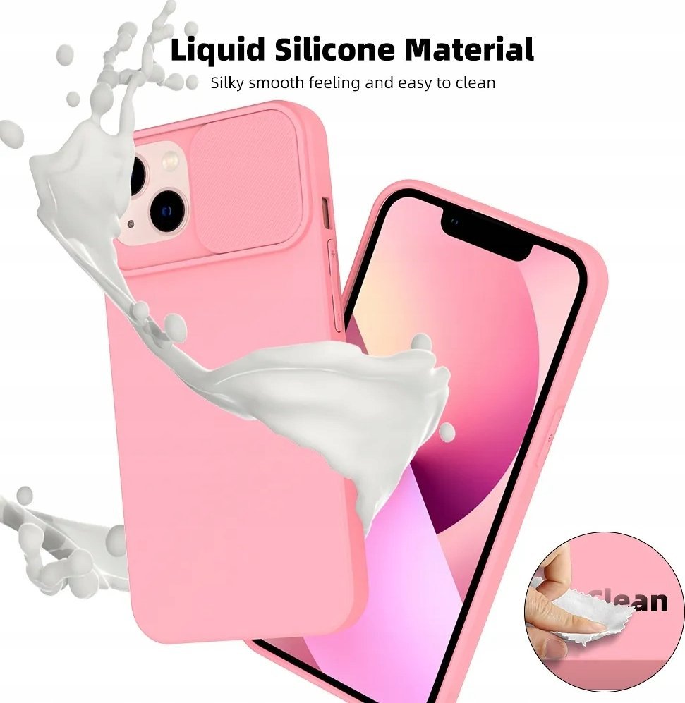 Mbulesë telefoni Slide për Samsung A14 5G A14 4G, TPU, me kapak kamere, rozë e çelët