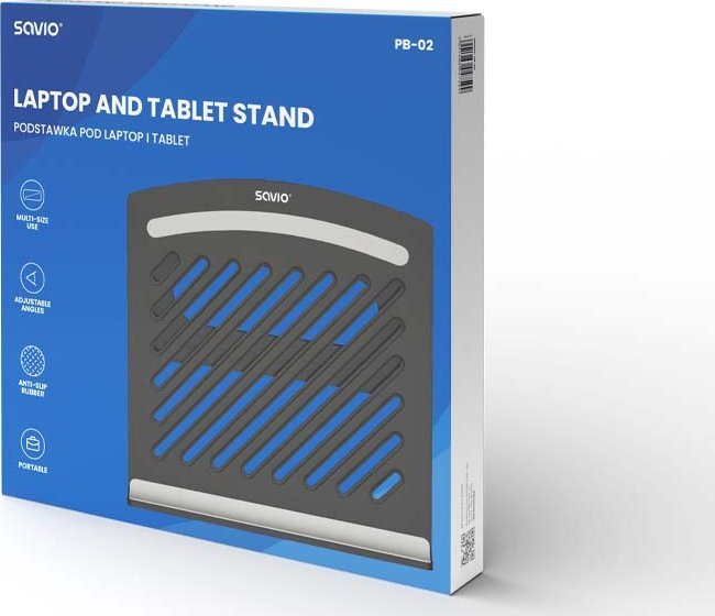 Држач за лаптоп Савио Office PB-02, прилагодлив, црн