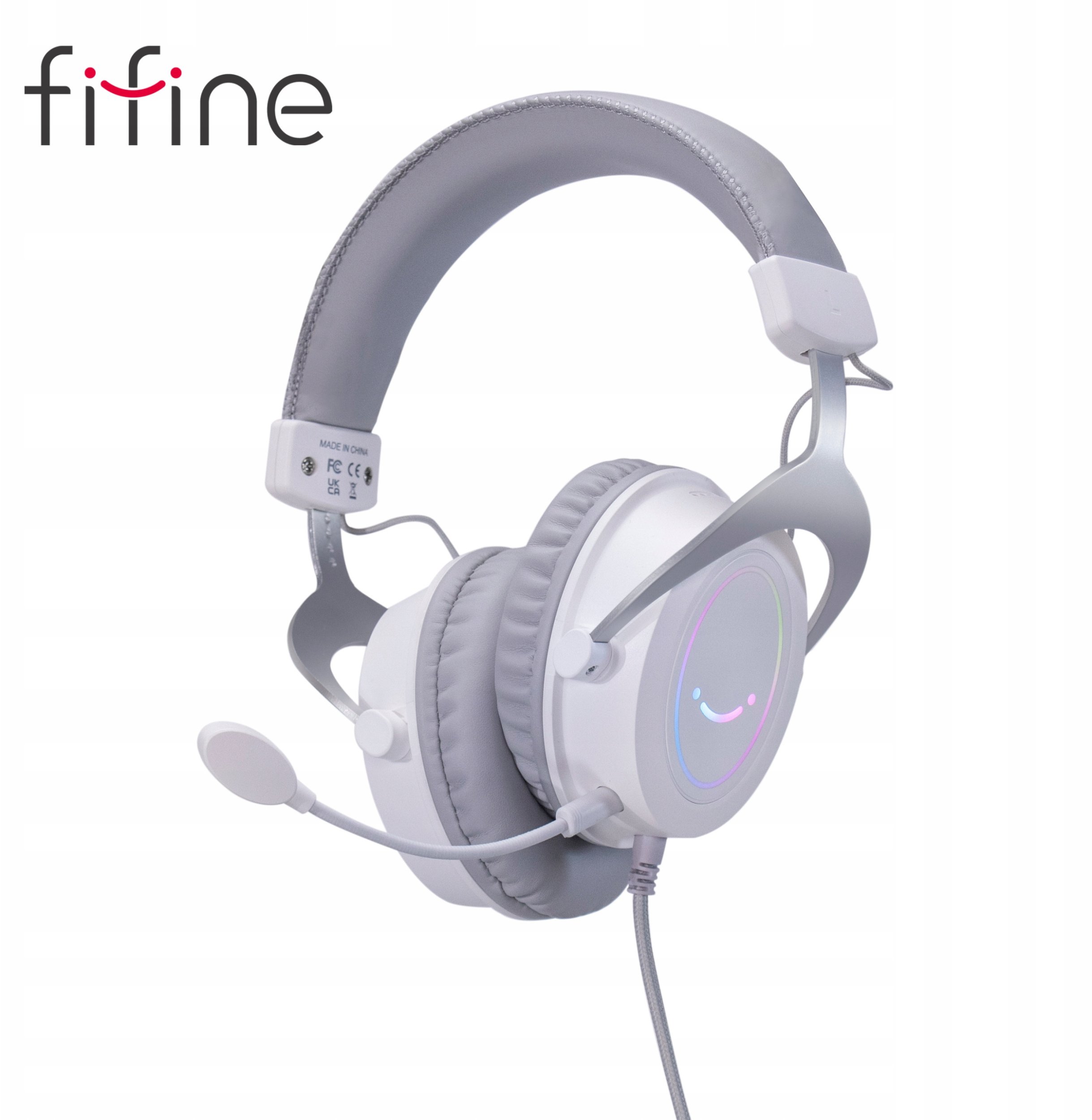 Kufje gaming Fifine AmpliGame H3W, 50mm, RGB, të bardha