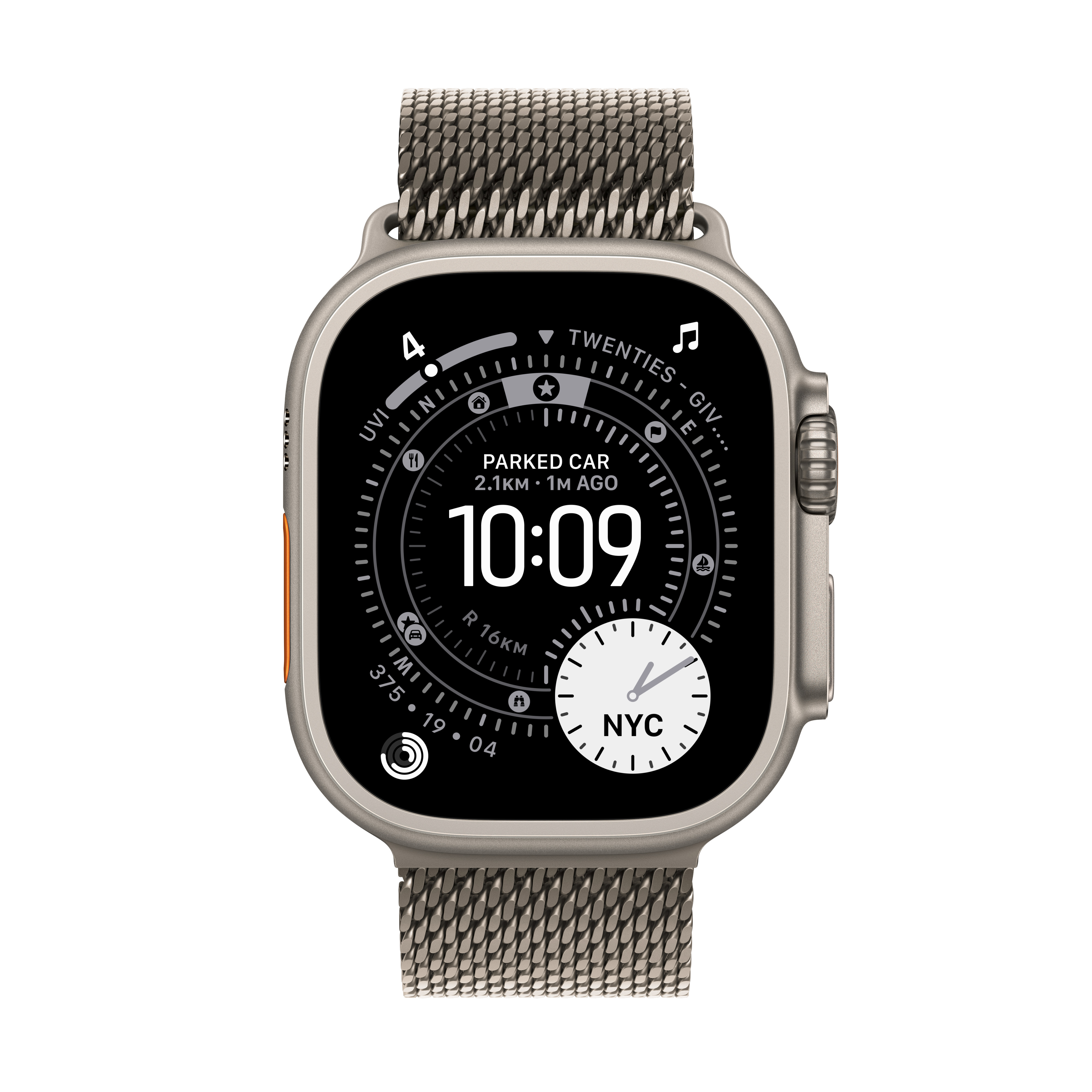 Apple Watch Ultra 3 Cellular 49mm Natural Titanium Case with Natural Titanium Milanese Loop, Small