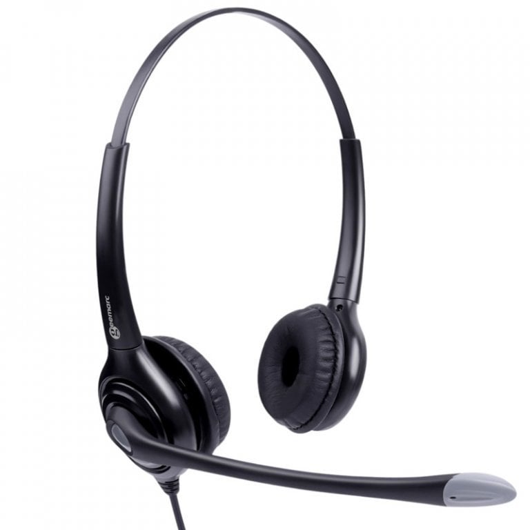 Kufje me mikrofon Geemarc CLA3, USB A, të pajtueshme me aparat dëgjimi, të zeza