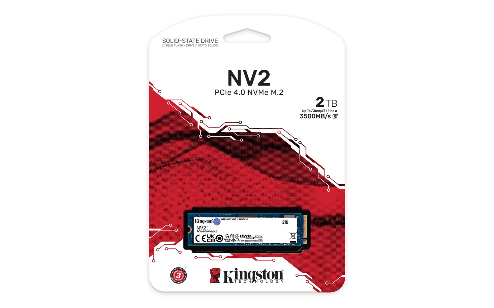 Disk SSD Kingston NV2, M.2, 2TB, PCIe 4.0, i bardhë