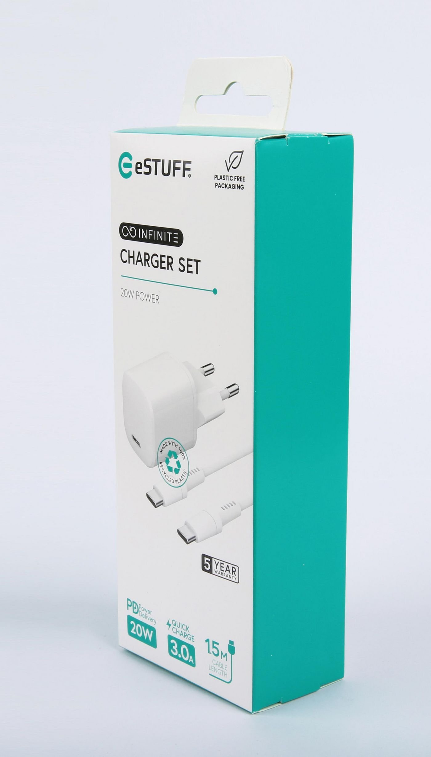 Karikues shtëpie ESTUFF ES637600 Infinite, 12W, me kabllo Lightning, i bardhë