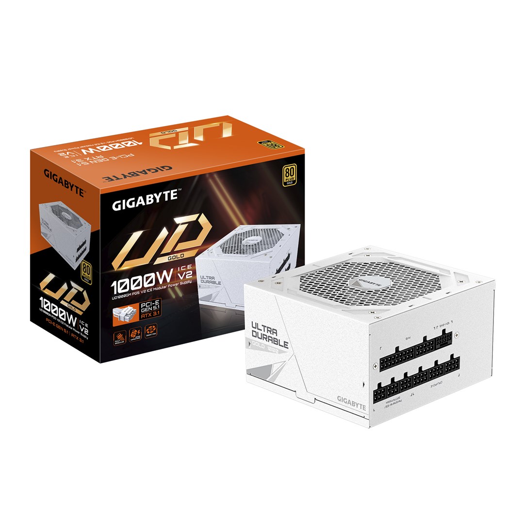 Burim energjie GIGABYTE UD1000GM PG5 V2 ICE, 1000W, 80 Plus Gold, ATX 3.1, i bardhë