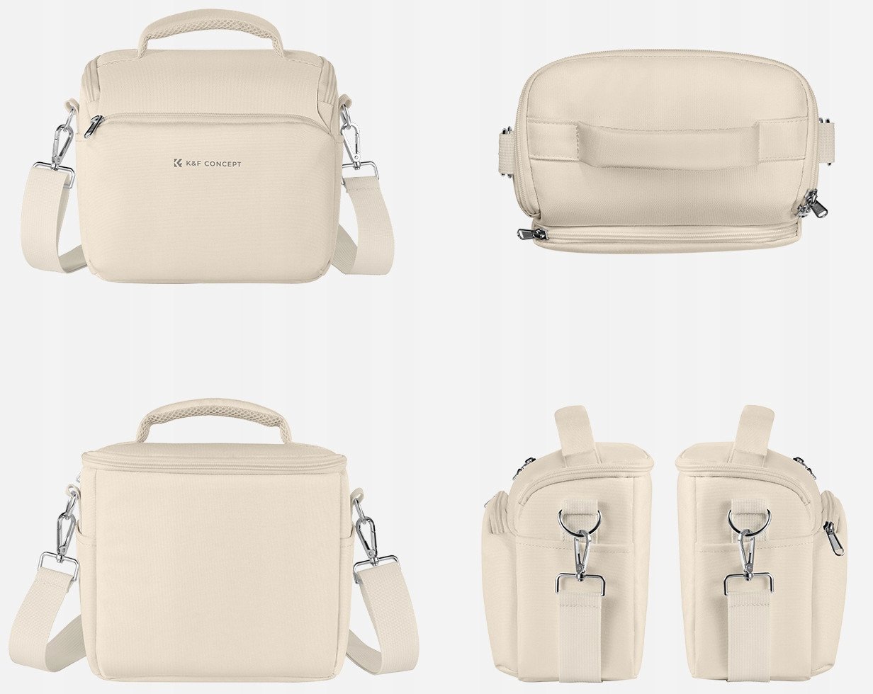 Çantë shpatulle për aparat fotografik K&amp;F Concept Sling Bag Small, për DSLR SLR dhe kamera kompakte, bezhë