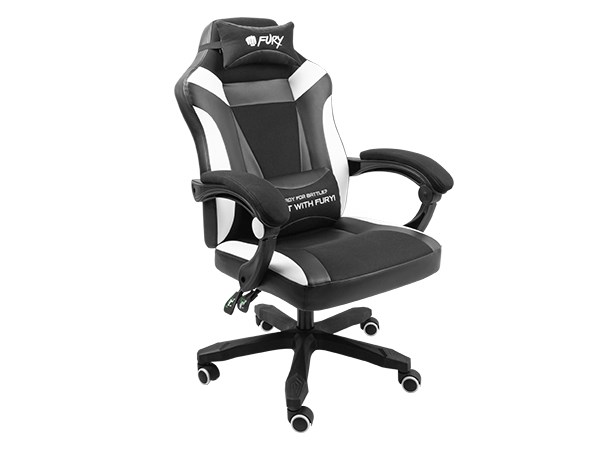 Karrige lojërash Fury Avenger M+, 150 kg, e zezë/e bardhë