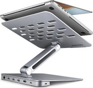 Stendë laptopi AXAGON HMC-STND, 10"-16", hub USB-C 7 në 1, gri