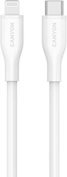Kабел USB Canyon CLNM60, USB C во Lightning, 1m, 60W, силикон, бел