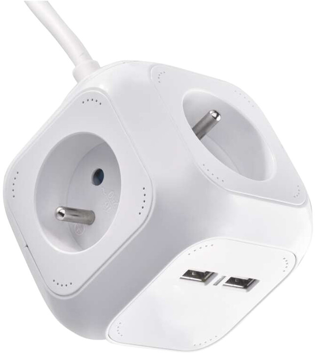 Shfaq detaje për Kabllo Emos, 2 USB, 4 priza, 1,9m, e bardhë                     Kabllo Emos, 2 USB, 4 priza, 1,9m, e bardhë