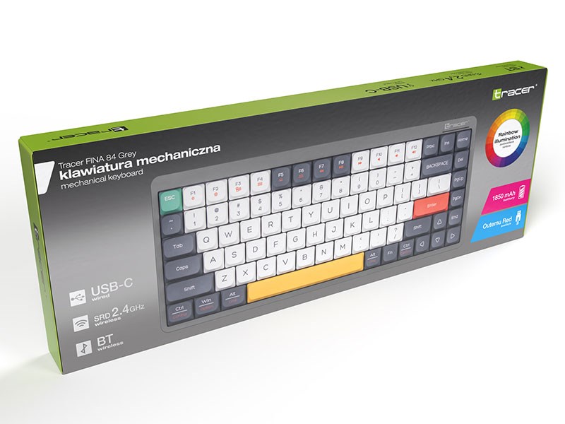 [OUTLET] Tastierë mekanike Gaming Tracer FINA 84, USB, RGB, e bardhë