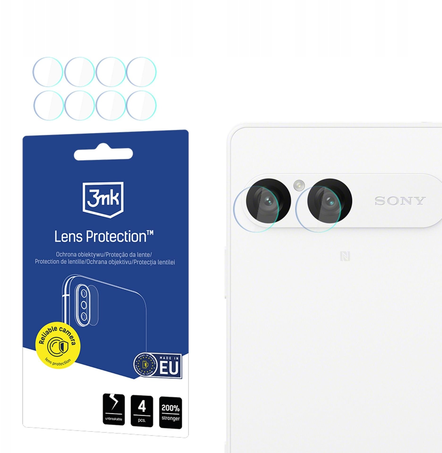 Mbrojtës kamere 3MK Lens Protection për Sony Xperia 10 VII, xham hibrid, transparent