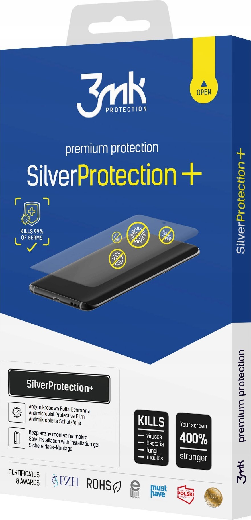 Folje mbrojtëse 3MK SilverProtect+ për T Phone 5G 2023, antimikrobiale, montim i lagësht, transparente