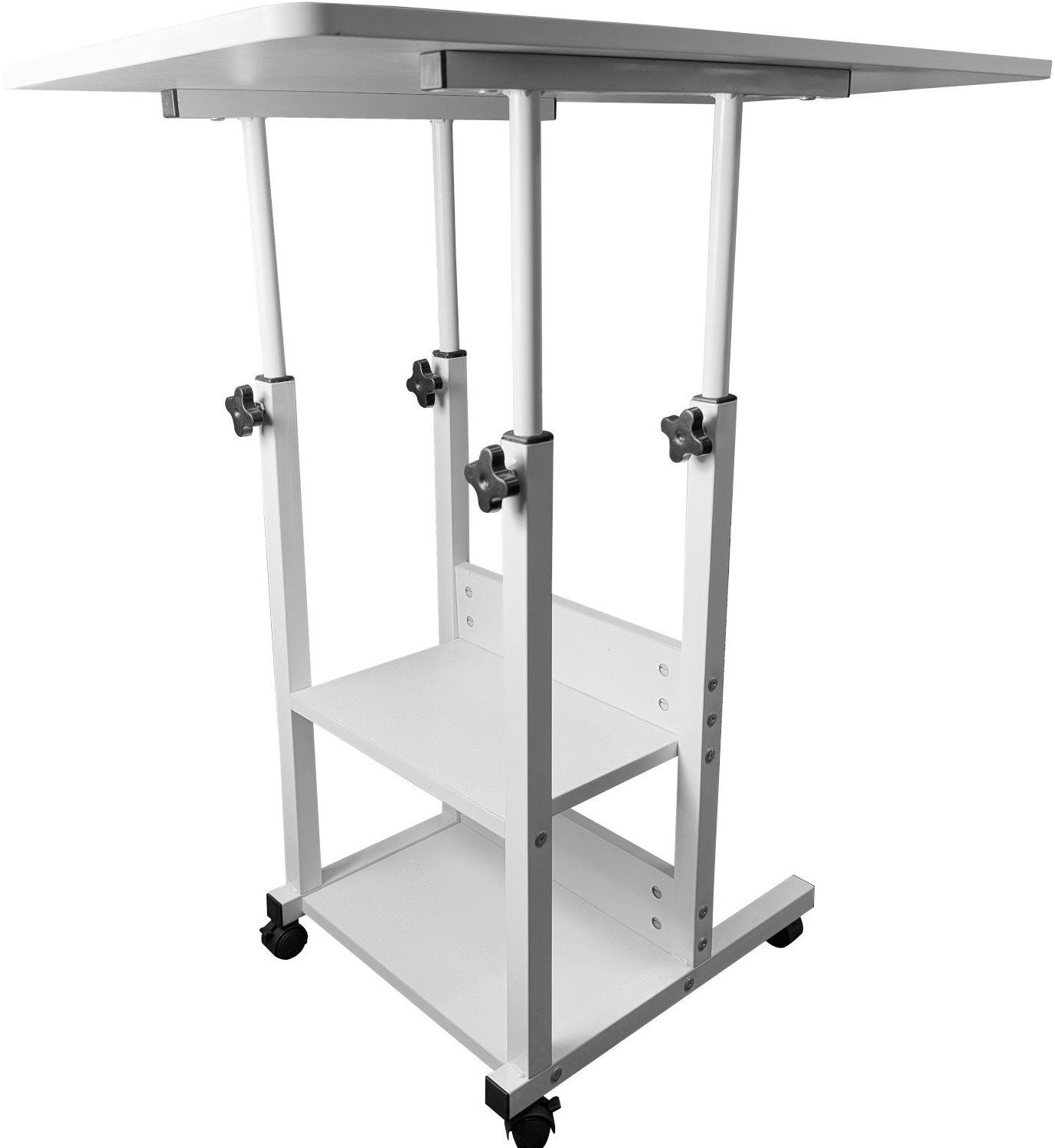 Tavolinë lëvizëse Mozos BLD-WH për laptop dhe projektor, me rrota, e bardhë