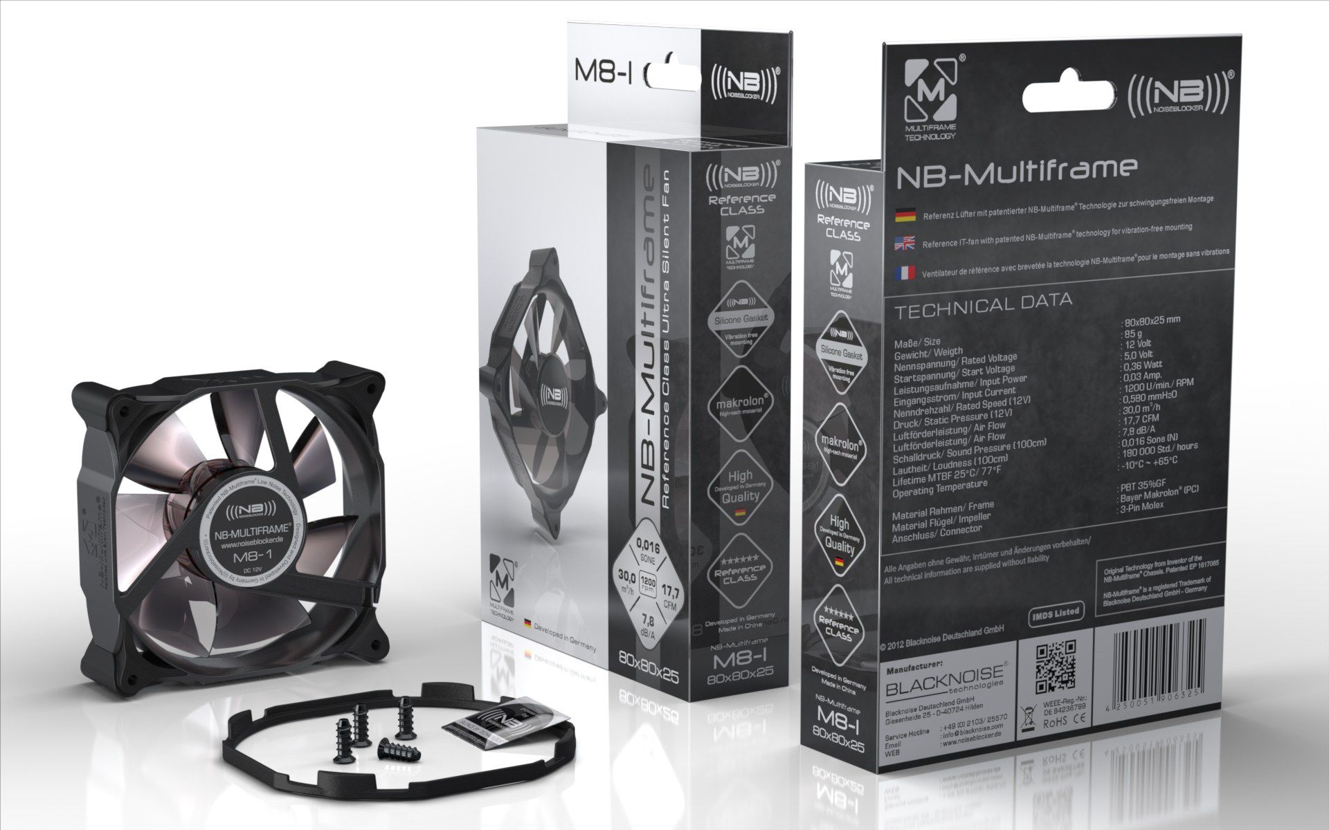 Ventilator kase Noiseblocker Multiframe M8 S1, 80mm, 3 pin, i zi transparent