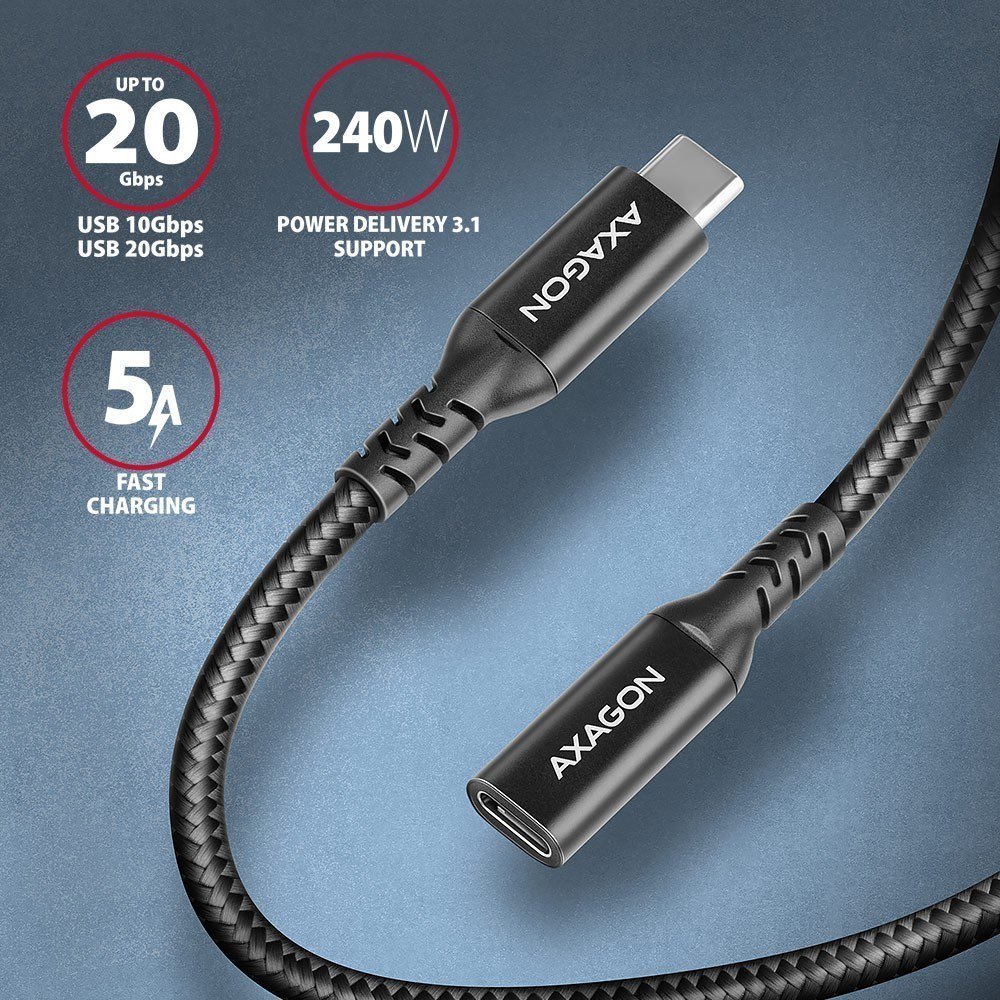 Kabllo USB Axagon BUCM32-CF10AB, USB-C në USB-C, 1 m, e zezë