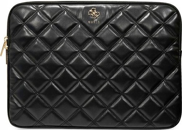 Mbështjellëse laptopi Guess Sleeve Quilted 4G, deri 16", lëkurë ekologjike, e zezë